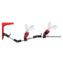 Side view of MagTube vr gunstock for PSVR 2 with Chrome Armature with Red MK2 Buttstock and Red PLA cups