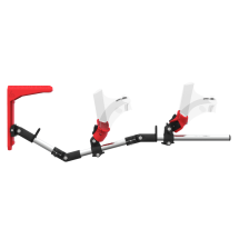 Side view of MagTube vr gunstock for PSVR 2 with Chrome Armature with Red MK2 Buttstock and Red PLA cups