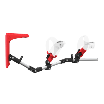 Right view of MagTube vr gunstock for PSVR 2 with Chrome Armature with Red MK2 Buttstock and Red PLA cups