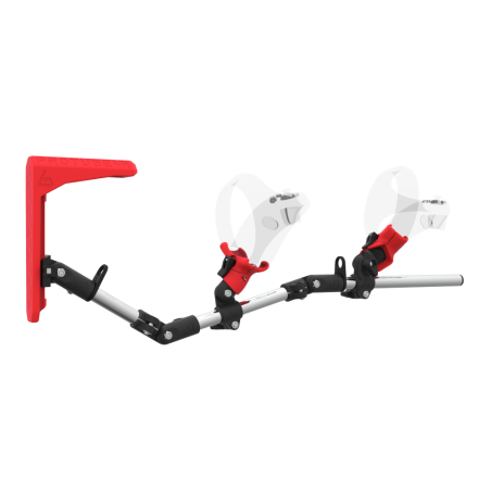 Right view of MagTube vr gunstock for PSVR 2 with Chrome Armature with Red MK2 Buttstock and Red PLA cups
