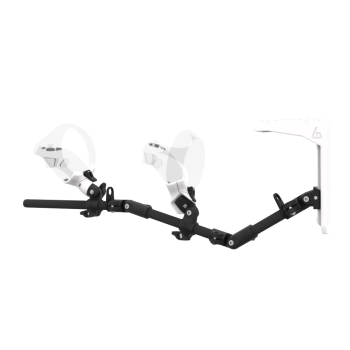 Left view of MagTube vr gunstock for PSVR 2 with Carbon Armature with White MK2 Buttstock and White PLA cups