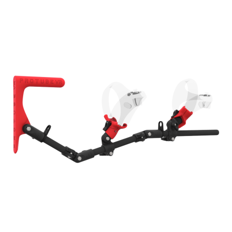 Right view of MagTube vr gunstock for PSVR 2 with Carbon Armature with Red MK1 Buttstock and Red PLA cups