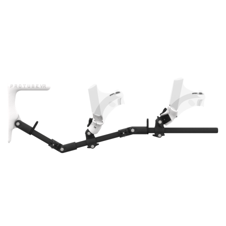 Side view of MagTube vr gunstock for PSVR 2 with Carbon Armature with White MK1 Buttstock and White PLA cups