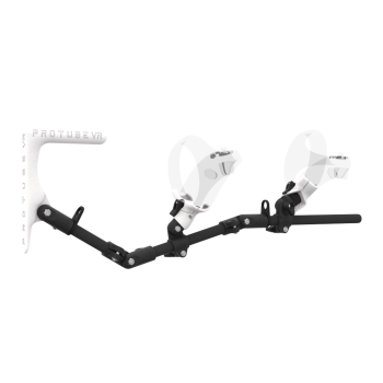 Right view of MagTube vr gunstock for PSVR 2 with Carbon Armature with White MK1 Buttstock and White PLA cups