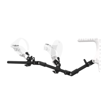Left view of MagTube vr gunstock for PSVR 2 with Carbon Armature with White MK1 Buttstock and White PLA cups