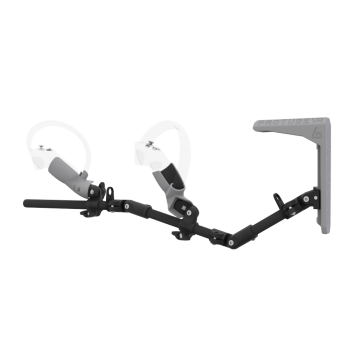 Left view of MagTube vr gunstock for Pico 4 with Carbon Armature with Grey MK2 Buttstock and Grey PLA cups
