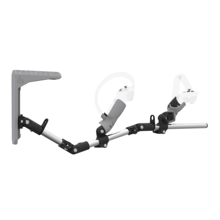 Right view of MagTube vr gunstock for Pico 4 with Chrome Armature with Grey MK2 Buttstock and Grey PLA cups
