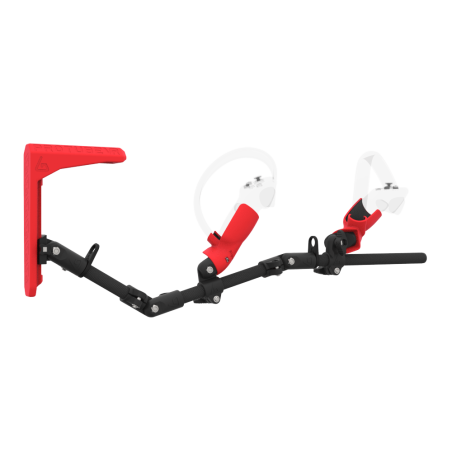 Right view of MagTube vr gunstock for Pico 4 with Carbon Armature with Red MK2 Buttstock and Red PLA cups