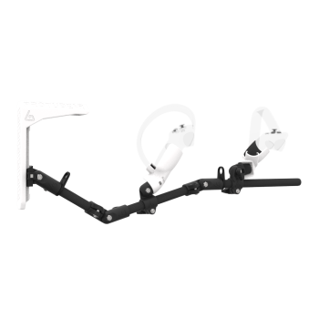 Right view of MagTube vr gunstock for Pico 4 with Carbon Armature with White MK2 Buttstock and White PLA cups