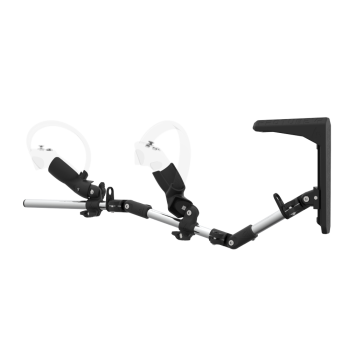 Left view of MagTube vr gunstock for Pico 4 with Chrome Armature with Carbon MK2 Buttstock and Carbon cups