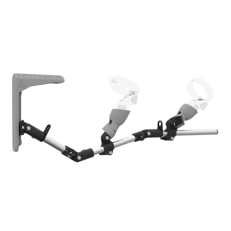 Right view of MagTube vr gunstock for Pico Neo 3 with Chrome Armature with Grey MK2 Buttstock and Grey PLA cups