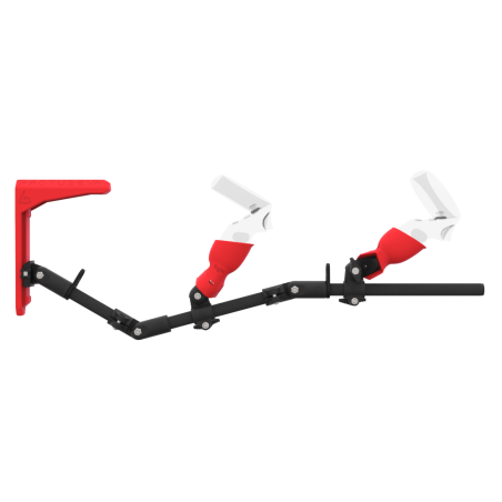 Side view of MagTube vr gunstock for Pico Neo 3 with Carbon Armature with Red MK2 Buttstock and Red PLA cups