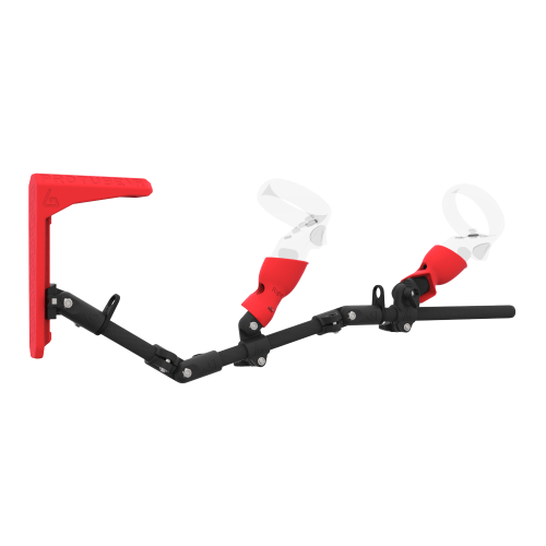 Right view of MagTube vr gunstock for Pico Neo 3 with Carbon Armature with Red MK2 Buttstock and Red PLA cups