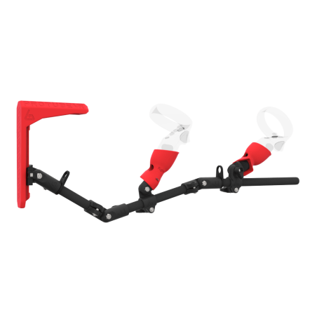 Right view of MagTube vr gunstock for Pico Neo 3 with Carbon Armature with Red MK2 Buttstock and Red PLA cups