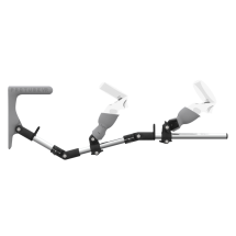 Side view of MagTube vr gunstock for Meta Quest 1 with Chrome Armature with Grey MK1 Buttstock and Grey PLA cups