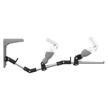 Side view of MagTube vr gunstock for Meta Quest 1 with Chrome Armature with Grey MK2 Buttstock and Grey PLA cups