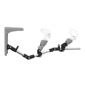 Right view of MagTube vr gunstock for Meta Quest 1 with Chrome Armature with Grey MK2 Buttstock and Grey PLA cups