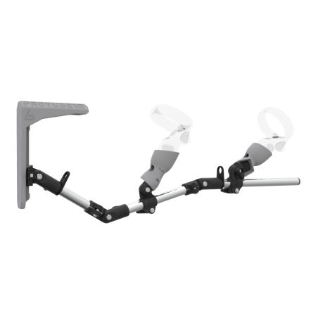 Right view of MagTube vr gunstock for Meta Quest 1 with Chrome Armature with Grey MK2 Buttstock and Grey PLA cups