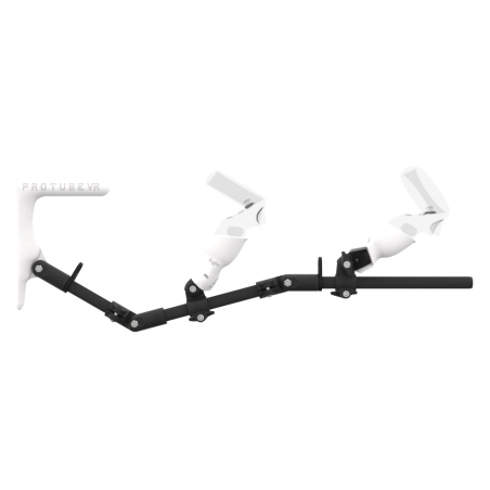 Side view of MagTube vr gunstock for Meta Quest 1 with Carbon Armature with White MK1 Buttstock and White PLA cups