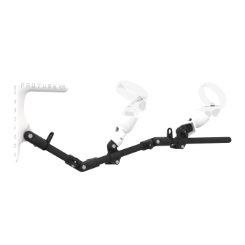 Right view of MagTube vr gunstock for Meta Quest 1 with Carbon Armature with White MK1 Buttstock and White PLA cups