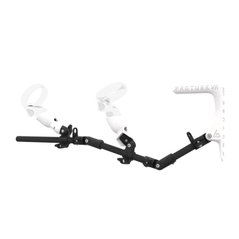 Left view of MagTube vr gunstock for Meta Quest 1 with Carbon Armature with White MK1 Buttstock and White PLA cups