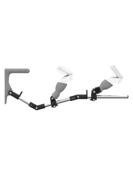 Side view of MagTube vr gunstock for Meta Quest 2 with Chrome Armature with Grey MK1 Buttstock and Grey PLA cups