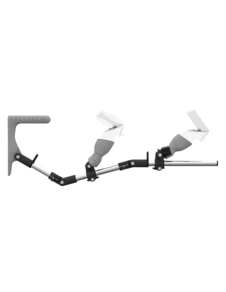 Side view of MagTube vr gunstock for Meta Quest 2 with Chrome Armature with Grey MK1 Buttstock and Grey PLA cups