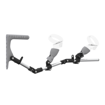 Right view of MagTube vr gunstock for Meta Quest 2 with Chrome Armature with Grey MK1 Buttstock and Grey PLA cups