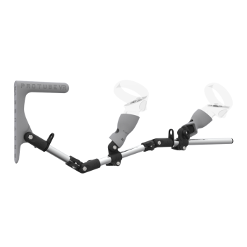 Right view of MagTube vr gunstock for Meta Quest 2 with Chrome Armature with Grey MK1 Buttstock and Grey PLA cups