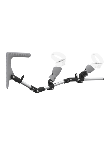 Right view of MagTube vr gunstock for Meta Quest 2 with Chrome Armature with Grey MK1 Buttstock and Grey PLA cups