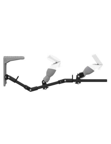 Side view of MagTube vr gunstock for Meta Quest 2 with Carbon Armature with Grey MK2 Buttstock and Grey PLA cups