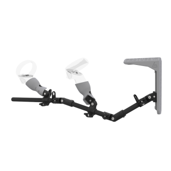 Left view of MagTube vr gunstock for Meta Quest 2 with Carbon Armature with Grey MK2 Buttstock and Grey PLA cups