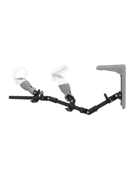 Left view of MagTube vr gunstock for Meta Quest 2 with Carbon Armature with Grey MK2 Buttstock and Grey PLA cups