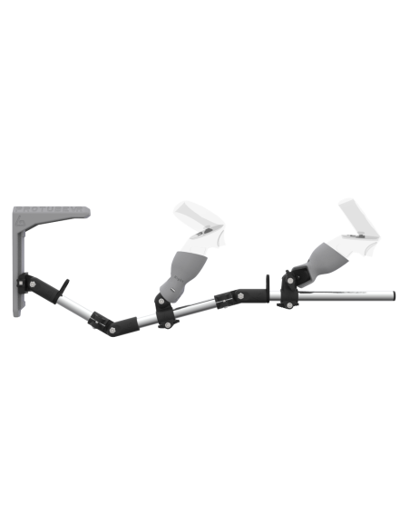 Side view of MagTube vr gunstock for Meta Quest 2 with Chrome Armature with Grey MK2 Buttstock and Grey PLA cups