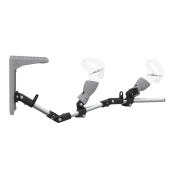 Right view of MagTube vr gunstock for Meta Quest 2 with Chrome Armature with Grey MK2 Buttstock and Grey PLA cups