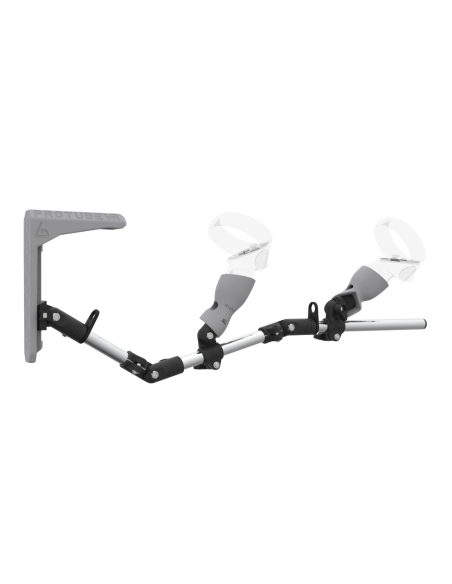 Right view of MagTube vr gunstock for Meta Quest 2 with Chrome Armature with Grey MK2 Buttstock and Grey PLA cups