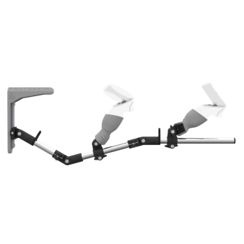 Side view of MagTube vr gunstock for Meta Quest 2 with Chrome Armature with Grey MK2 Buttstock and Grey PLA cups Side view of MagTube vr gunstock for Meta Quest 2 with Chrome Armature with Grey MK2 Buttstock and Grey PLA cups