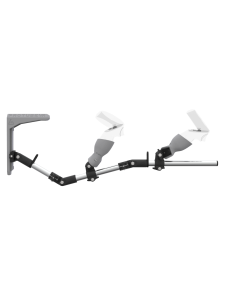 Side view of MagTube vr gunstock for Meta Quest 2 with Chrome Armature with Grey MK2 Buttstock and Grey PLA cups