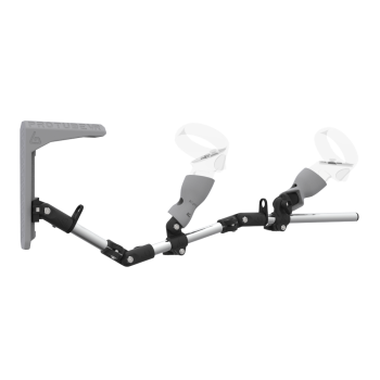 Right view of MagTube vr gunstock for Meta Quest 2 with Chrome Armature with Grey MK2 Buttstock and Grey PLA cups
