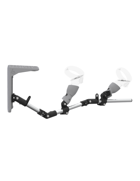 Right view of MagTube vr gunstock for Meta Quest 2 with Chrome Armature with Grey MK2 Buttstock and Grey PLA cups