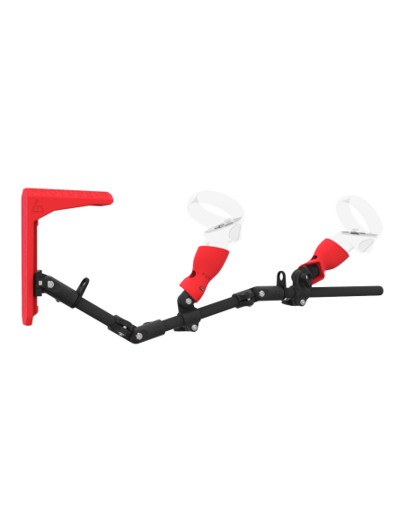 Right view of MagTube vr gunstock for Meta Quest 2 with Carbon Armature with Red MK2 Buttstock and Red PLA cups