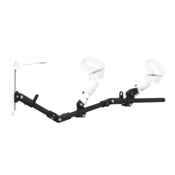 Right view of MagTube vr gunstock for Meta Quest 2 with Carbon Armature with White MK2 Buttstock and White PLA cups