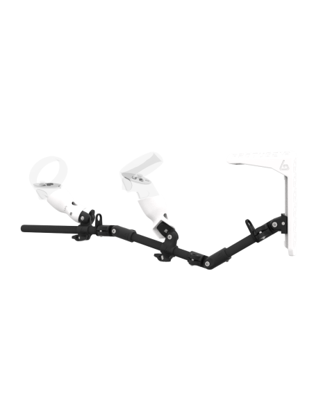 Left view of MagTube vr gunstock for Meta Quest 2 with Carbon Armature with White MK2 Buttstock and White PLA cups