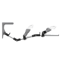 Side view of MagTube vr gunstock for Meta Quest 3 with Chrome Armature with Grey MK1 Buttstock and Grey PLA cups