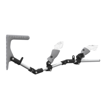 Right view of MagTube vr gunstock for Meta Quest 3 with Chrome Armature with Grey MK1 Buttstock and Grey PLA cups