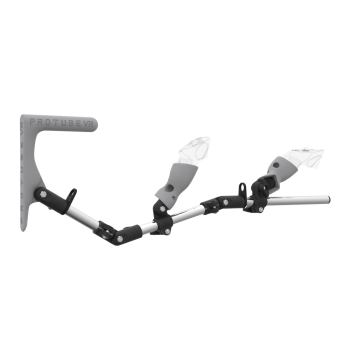 Right view of MagTube vr gunstock for Meta Quest 3 with Chrome Armature with Grey MK1 Buttstock and Grey PLA cups