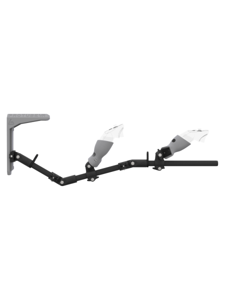 Side view of MagTube vr gunstock for Meta Quest 3 with Carbon Armature with Grey MK2 Buttstock and Grey PLA cups