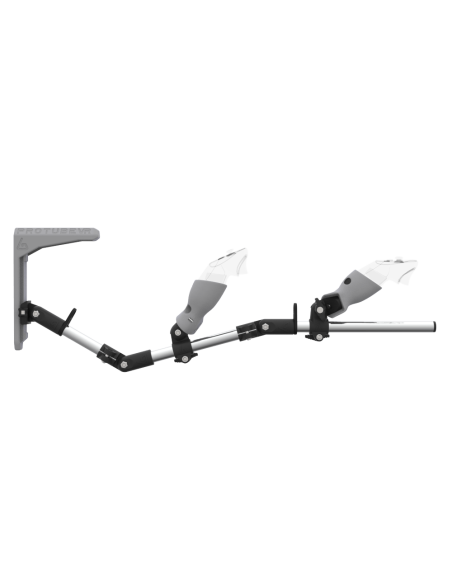 Side view of MagTube vr gunstock for Meta Quest 3 with Chrome Armature with Grey MK2 Buttstock and Grey PLA cups