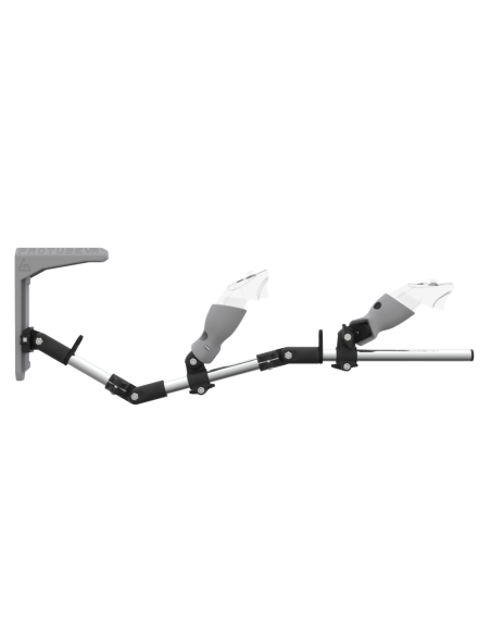 Side view of MagTube vr gunstock for Meta Quest 3 with Chrome Armature with Grey MK2 Buttstock and Grey PLA cups