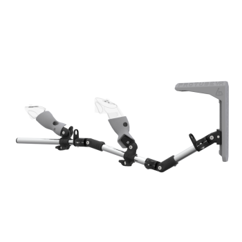 Left view of MagTube vr gunstock for Meta Quest 3 with Chrome Armature with Grey MK2 Buttstock and Grey PLA cups